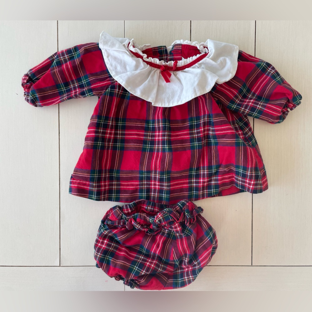 Janie and Jack Tartan Baby Girl Outfit (0-3 Months)